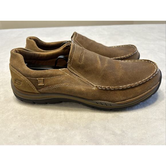 Skechers Men’s Shoes Size 10 Brown Tan Loafers Slip On Relaxed Fit Memory Foam - Picture 6 of 10